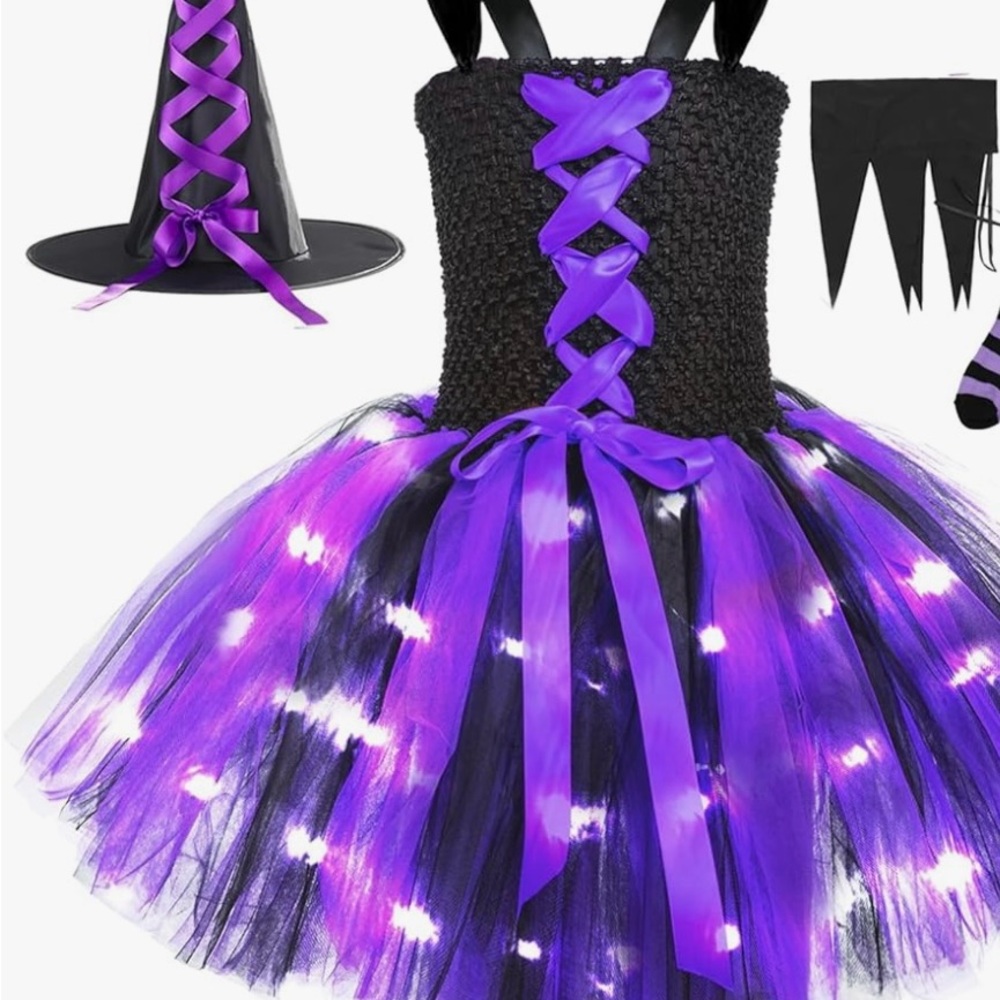 Led Witch dress Costume for girls size Large 10/12